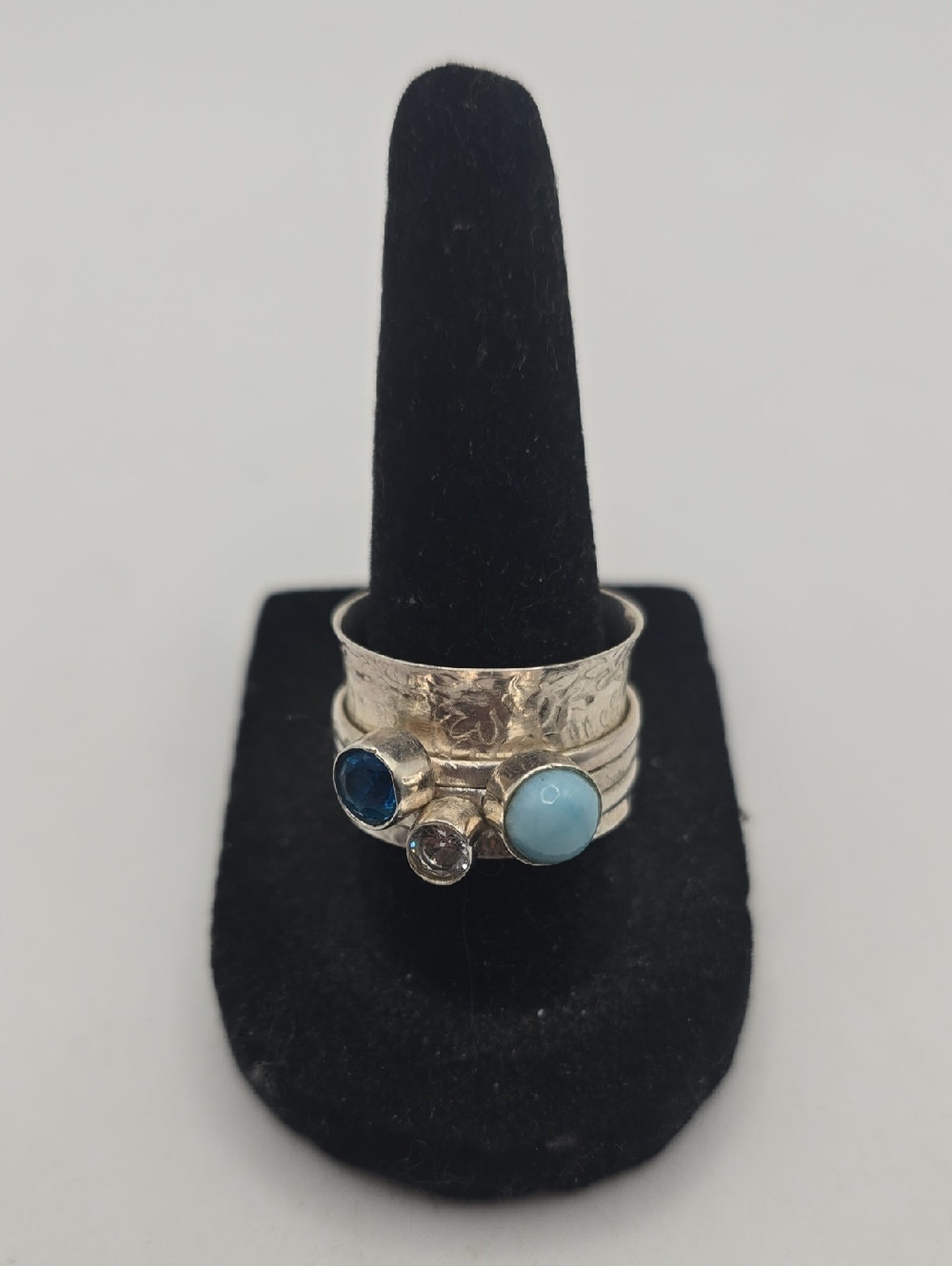 Sterling Silver Spinner Ring with Gemstones